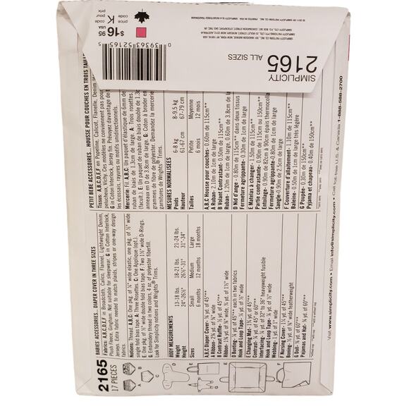 Simplicity Baby Sewing Pattern Diaper Cover Nursing Cover Swaddle Changing Mat - Picture 3 of 7